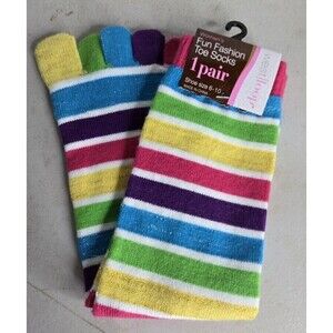 West Loop Womens Fun Fashion Toe Socks Size 6-10  Multi-color Stripes New w/tags